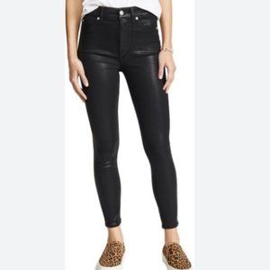 7 for All Mankind Black Vegan Faux Leather Skinny High Rise Pants size Medium